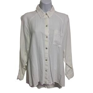 Aritzia Wilfred Free Linen Blend Oversized Button Up Top Womens Size XXS